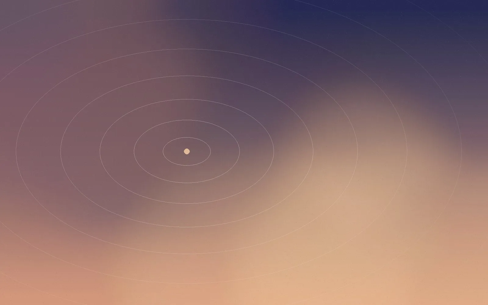 Abstract cover artwork for “The first hour is the whole day”: soft colour fields with ripples spreading from a single point.
